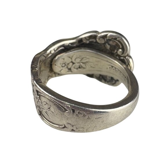Antique Gorham Sterling Silver Floral Spoon Ring Art Nouveau Handcrafted Size 7. - Picture 3 of 5